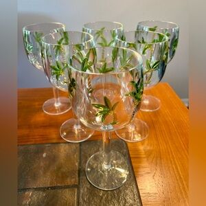 Set of 6 Tropical Palm Tree Acrylic Wine Goblets